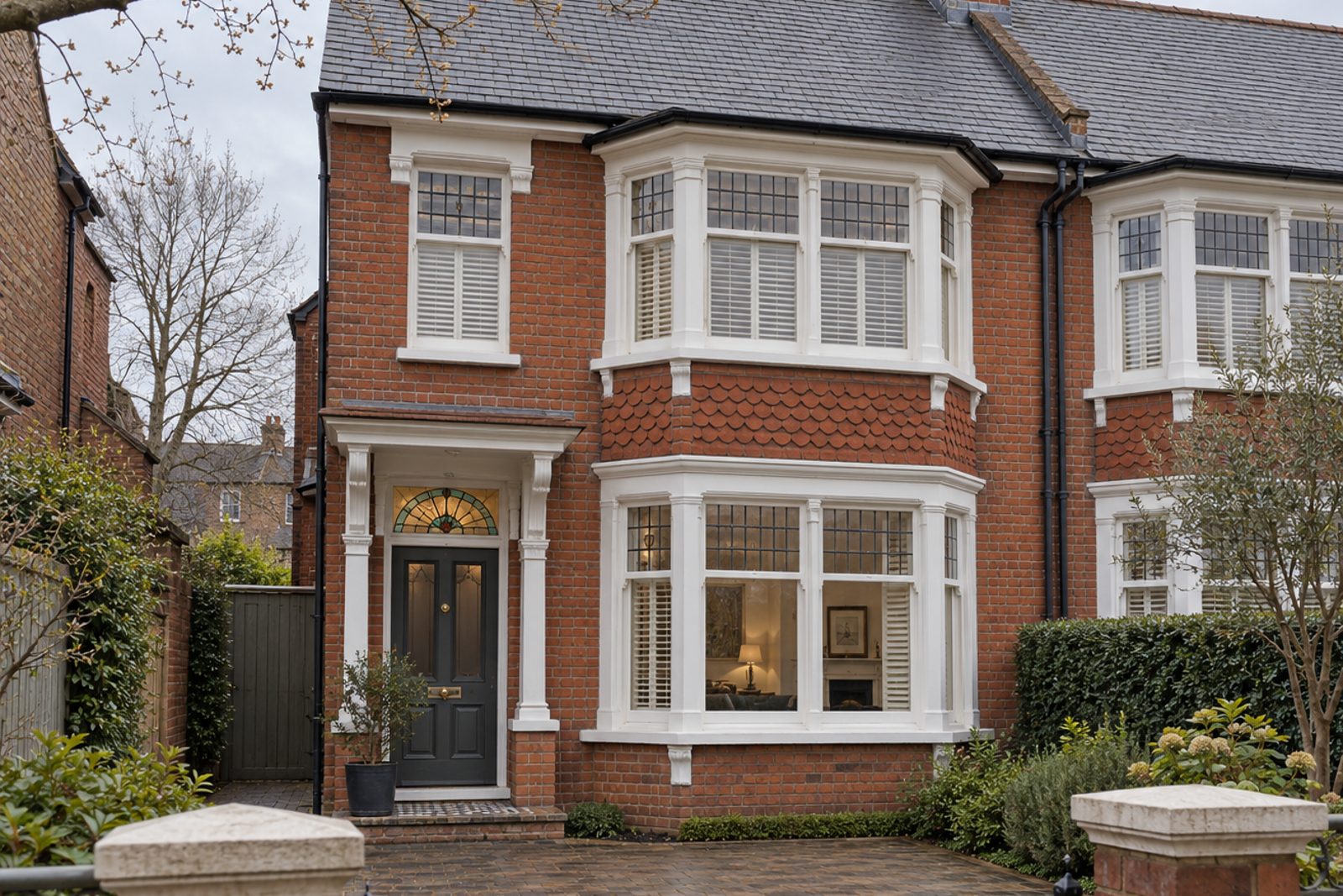 Front exterior, eye-level view of the front elevation - 4-bedroom semi-detached house in Battersea