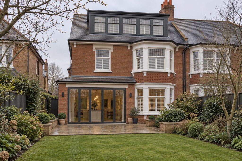 Rear garden, rear elevation seen from the garden - 4-bedroom semi-detached house in Battersea