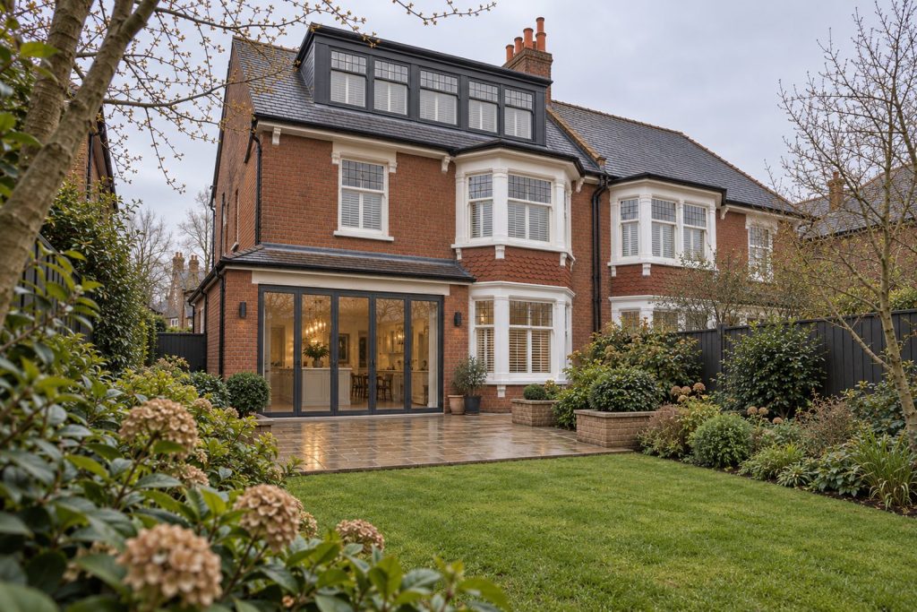 Rear garden, the garden looking back toward the house - 4-bedroom semi-detached house in Battersea