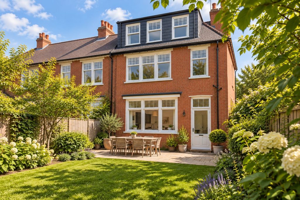Rear garden, the garden looking back toward the house - 5-bedroom semi-detached house in Putney