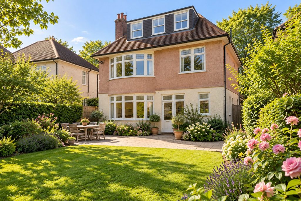 Rear garden, the garden looking back toward the house - 6-bedroom detached house in Putney