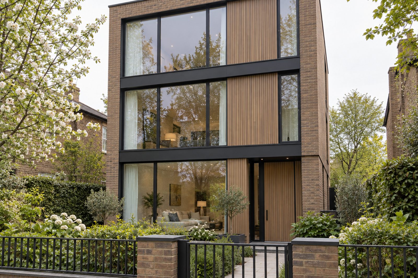 Front exterior, eye-level view of the front elevation - 6-bedroom detached house in Wimbledon