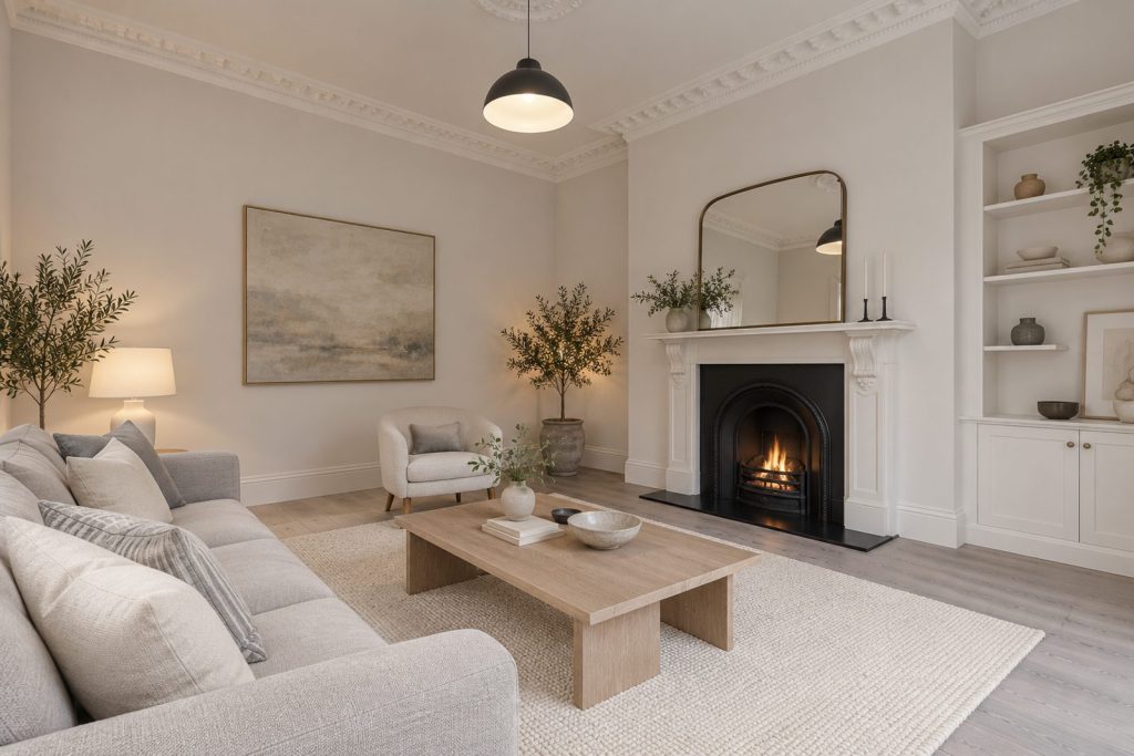Sitting room, wide view from the doorway - 5-bedroom terraced house in Tooting