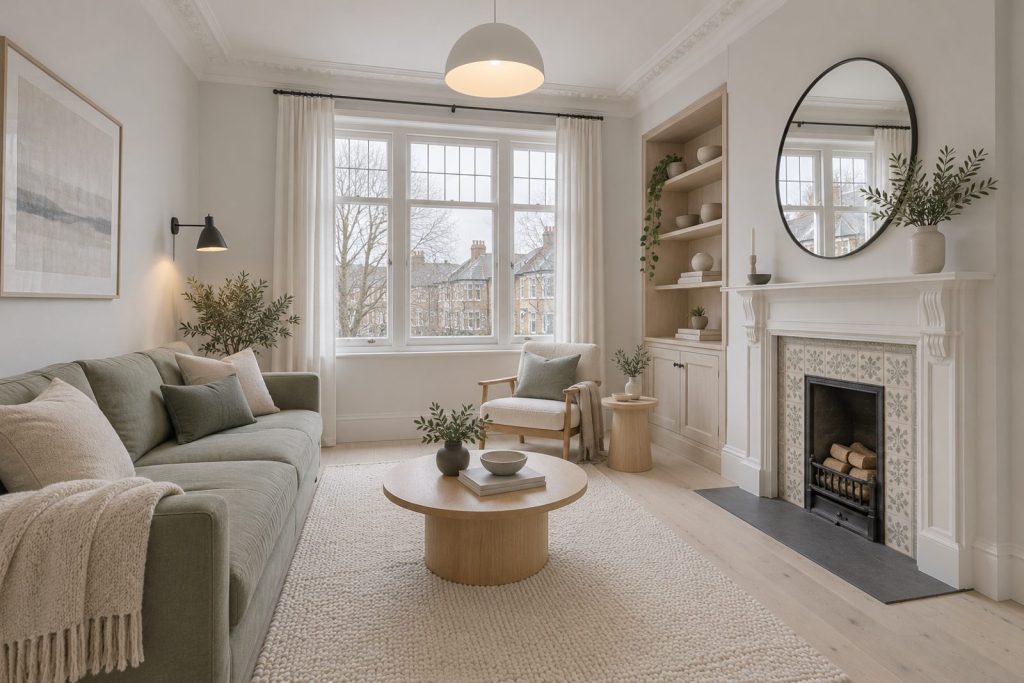 Sitting room, wide view from the doorway - 3-bedroom flat in Balham