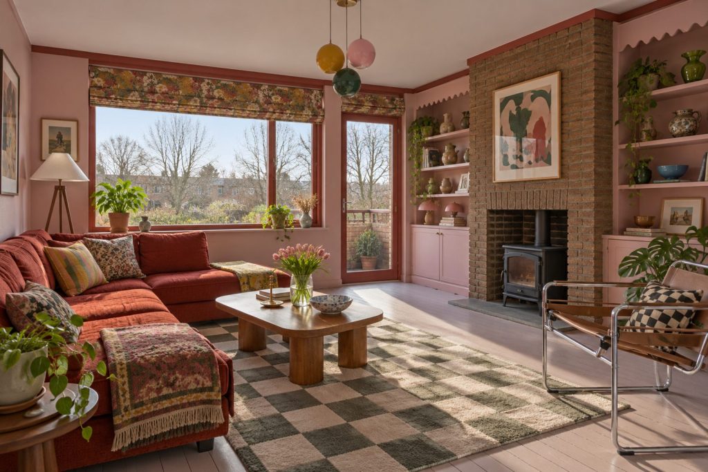 Living room, wide view from the doorway - 1-bedroom flat in Putney