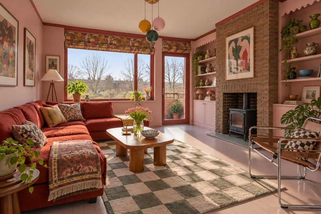 Living room, view toward the window - 1-bedroom flat in Putney