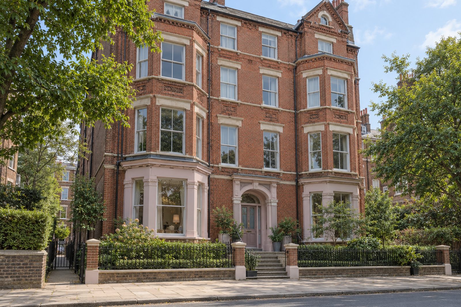 Front exterior, eye-level view of the building and its entrance - 2-bedroom maisonette in Wimbledon
