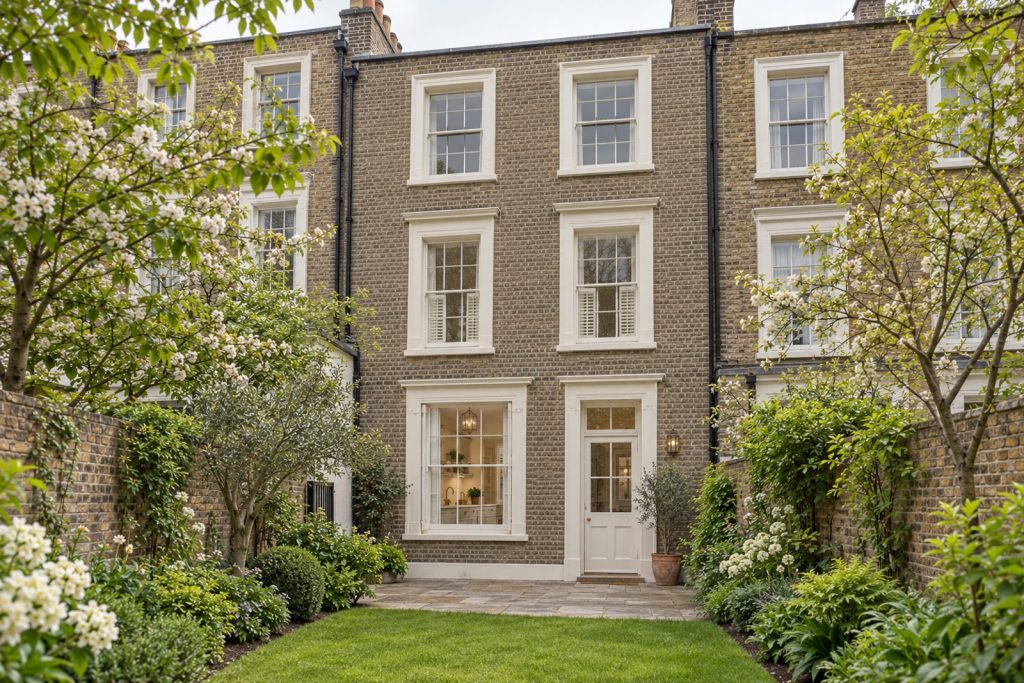 Rear garden, rear elevation seen from the garden - 4-bedroom town house in Clapham