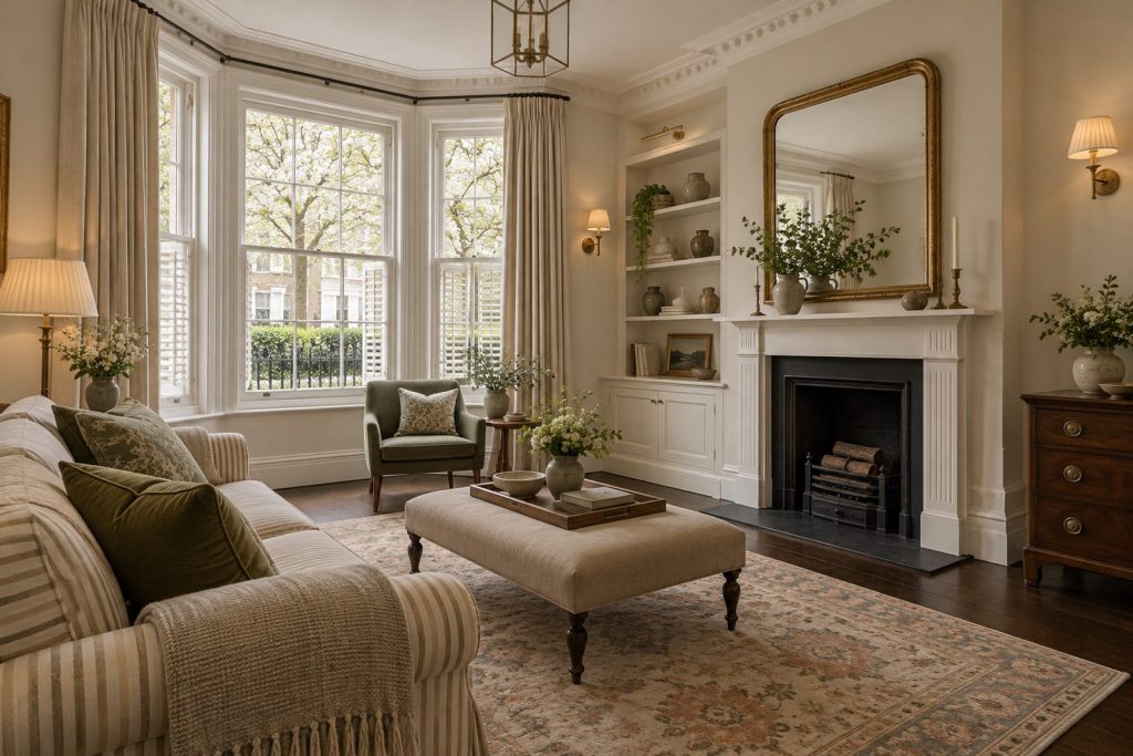 Drawing room, wide view from the doorway - 4-bedroom town house in Clapham