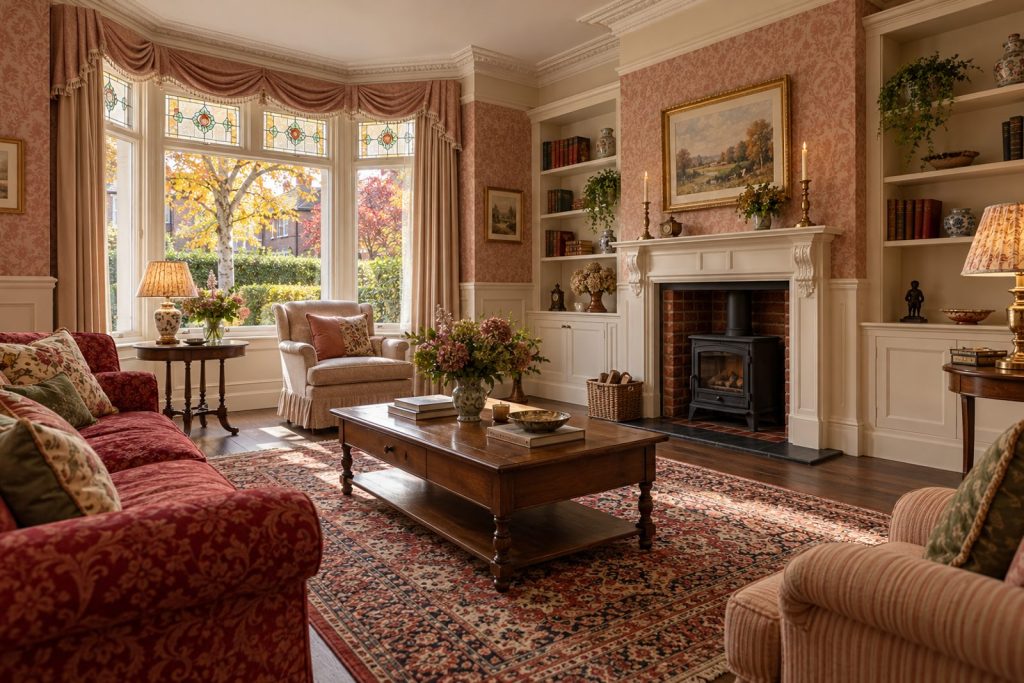 Sitting room, wide view from the doorway - 4-bedroom terraced house in Fulham