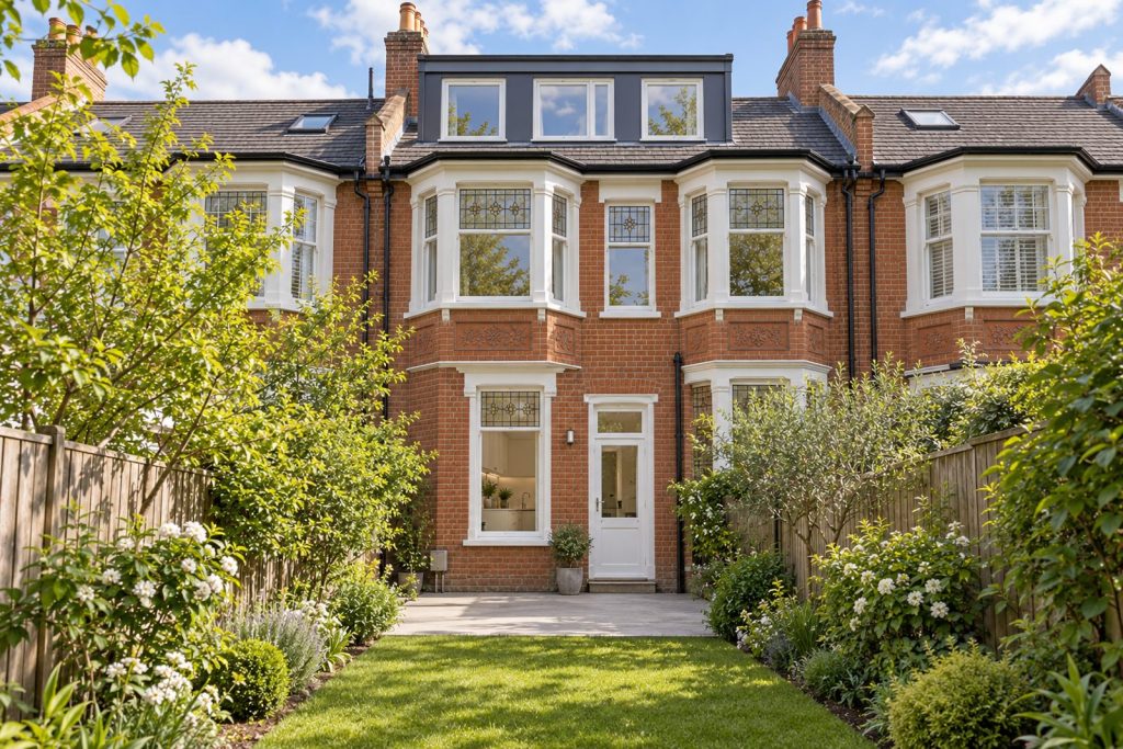 Rear garden, rear elevation seen from the garden - 4-bedroom terraced house in Fulham