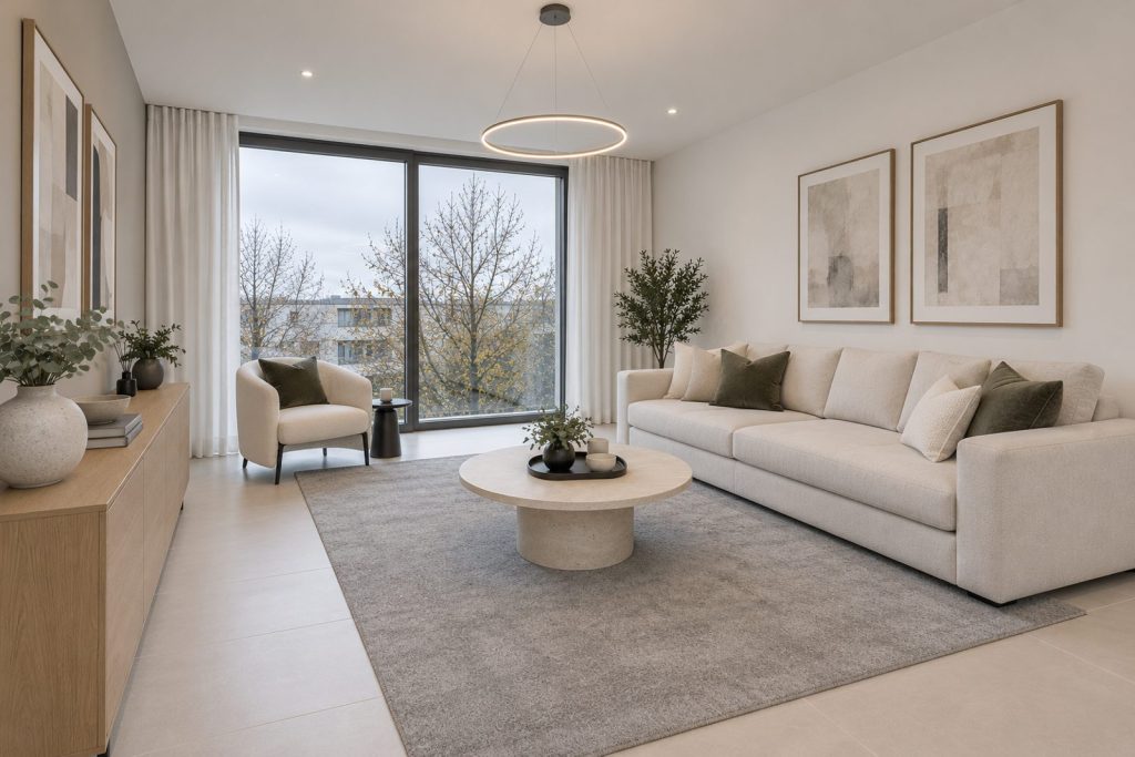 Living room, view from the opposite corner - 2-bedroom flat in Clapham