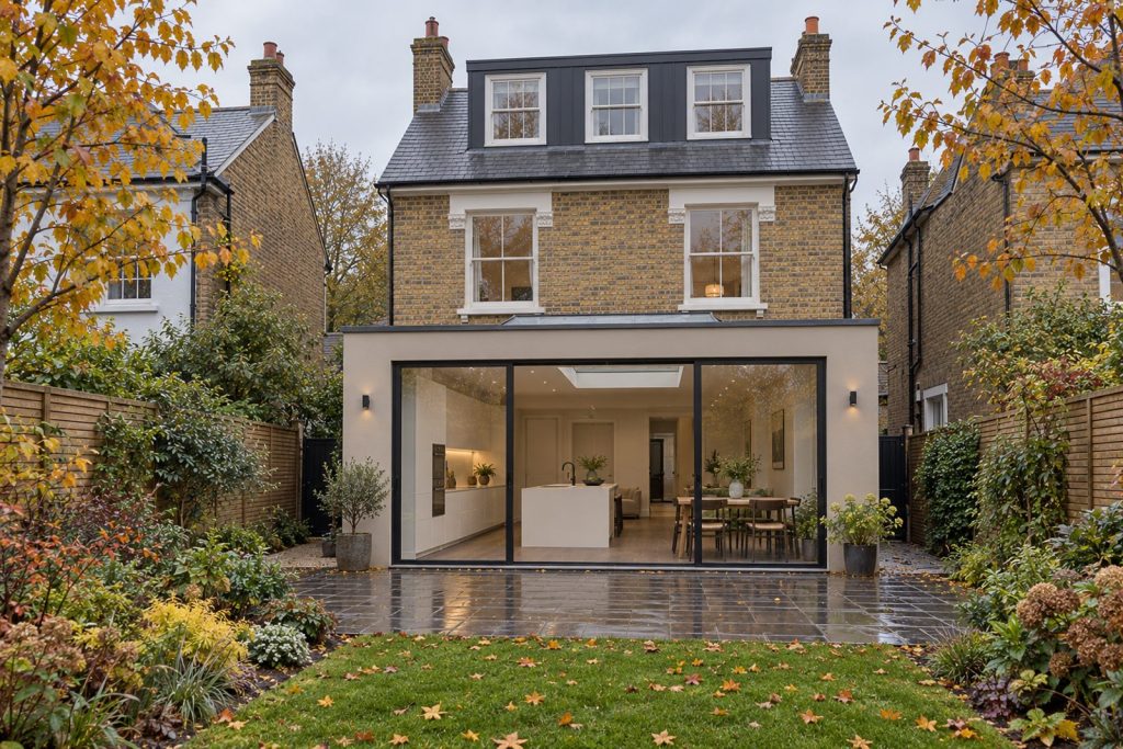 Rear garden, rear elevation seen from the garden - 5-bedroom detached house in Earlsfield
