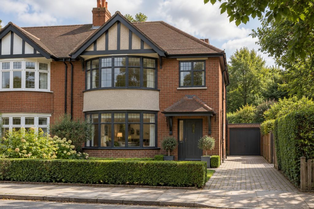 Front exterior, eye-level view of the front elevation - 5-bedroom semi-detached house in Wimbledon