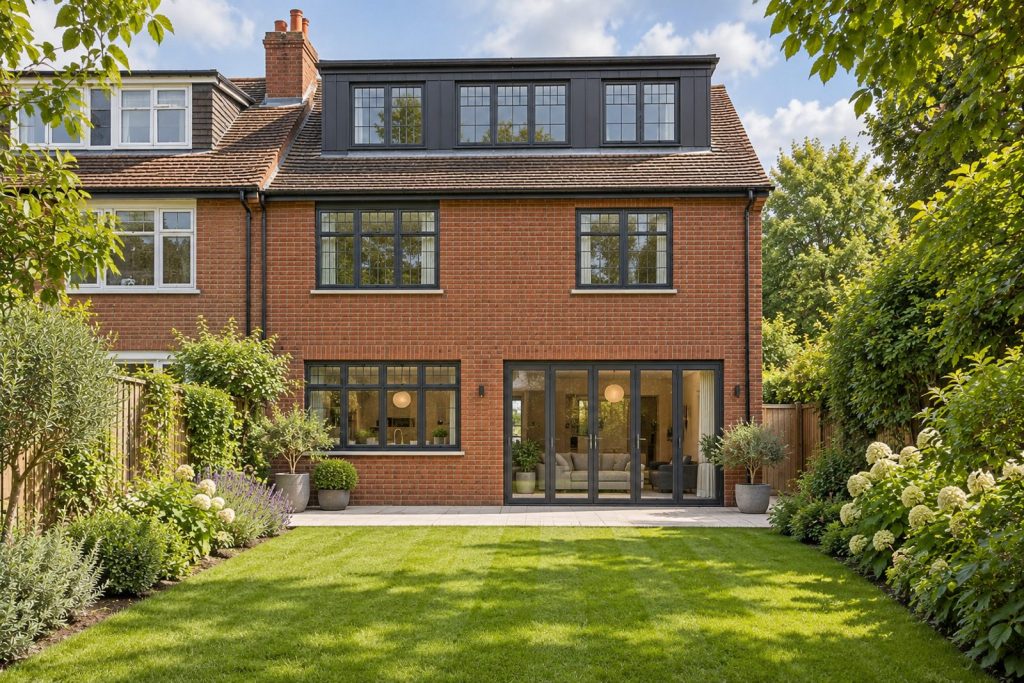 Rear garden, rear elevation seen from the garden - 5-bedroom semi-detached house in Wimbledon