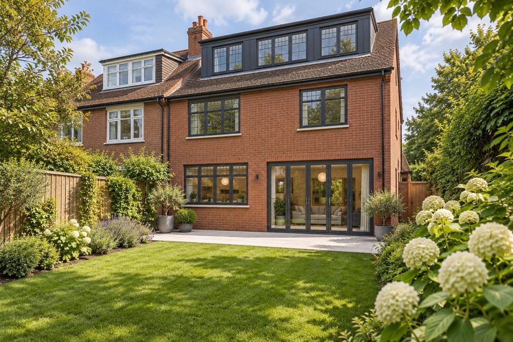 Rear garden, the garden looking back toward the house - 5-bedroom semi-detached house in Wimbledon