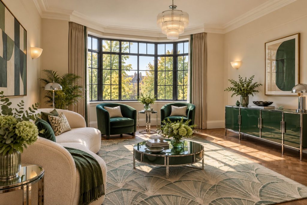Sitting room, wide view from the doorway - 3-bedroom flat in Brixton