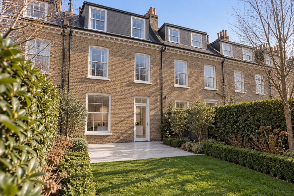 Rear garden, the garden looking back toward the house - 5-bedroom terraced house in Wandsworth