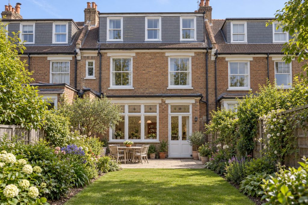 Rear garden, rear elevation seen from the garden - 4-bedroom terraced house in Putney