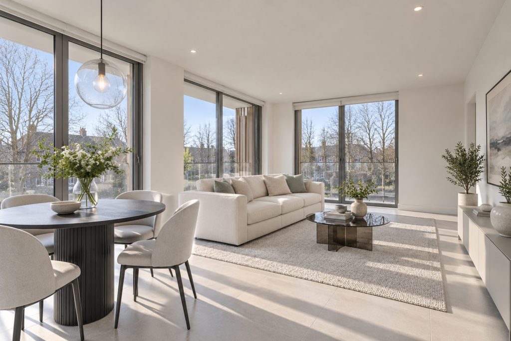 Living room, view from the opposite corner - 2-bedroom flat in Battersea