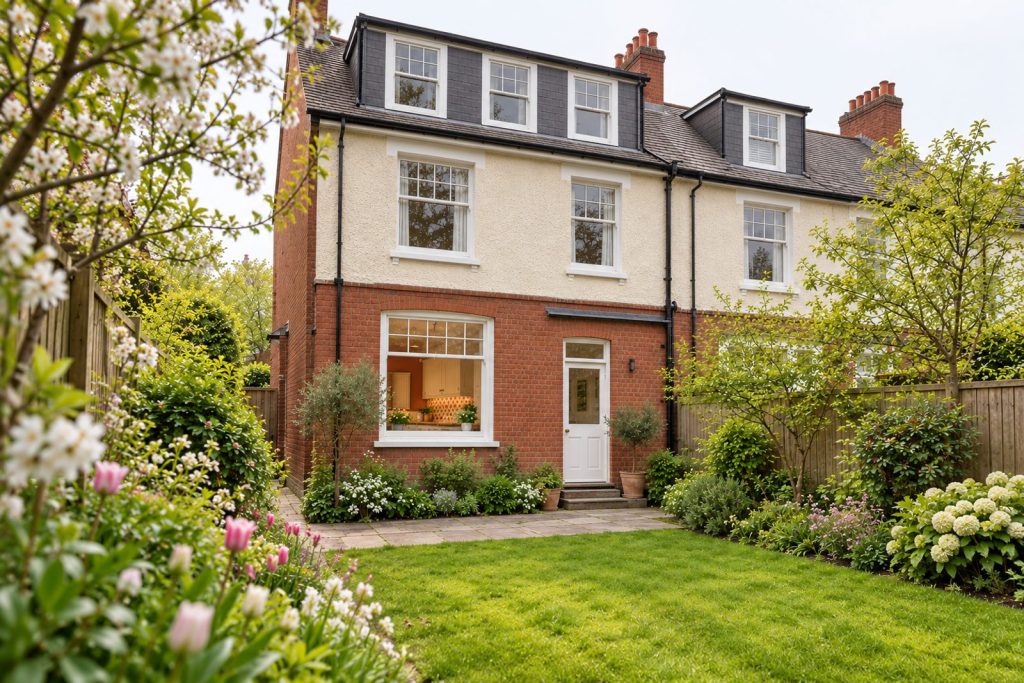 Rear garden, the garden looking back toward the house - 5-bedroom semi-detached house in Putney
