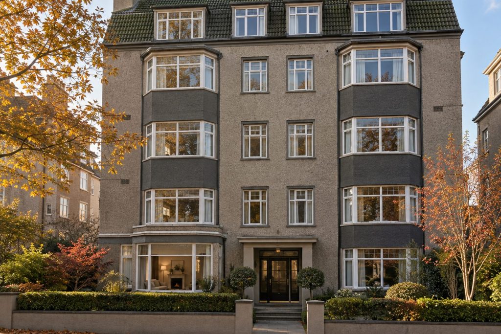 Front exterior, eye-level view of the building and its entrance - 2-bedroom maisonette in Southfields