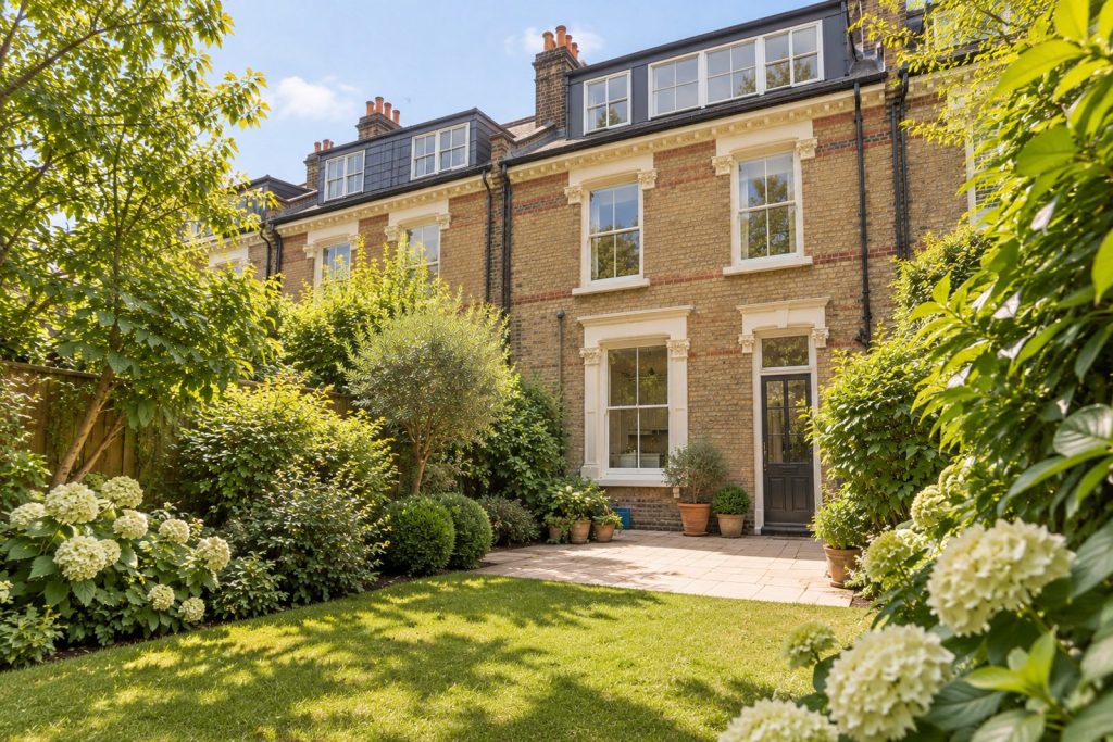 Rear garden, the garden looking back toward the house - 4-bedroom terraced house in Clapham