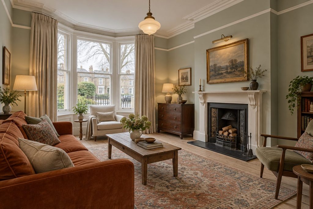 Sitting room, wide view from the doorway - 5-bedroom terraced house in Putney
