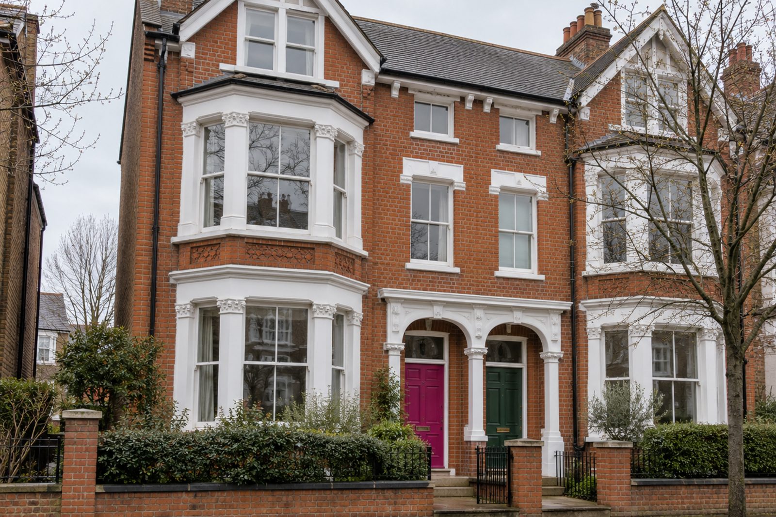 Front exterior, eye-level view of the building and its entrance - 3-bedroom flat in Wandsworth