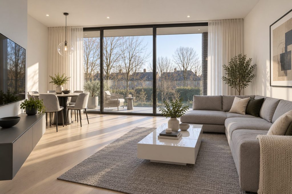 Living room, view from the opposite corner - 3-bedroom flat in Fulham