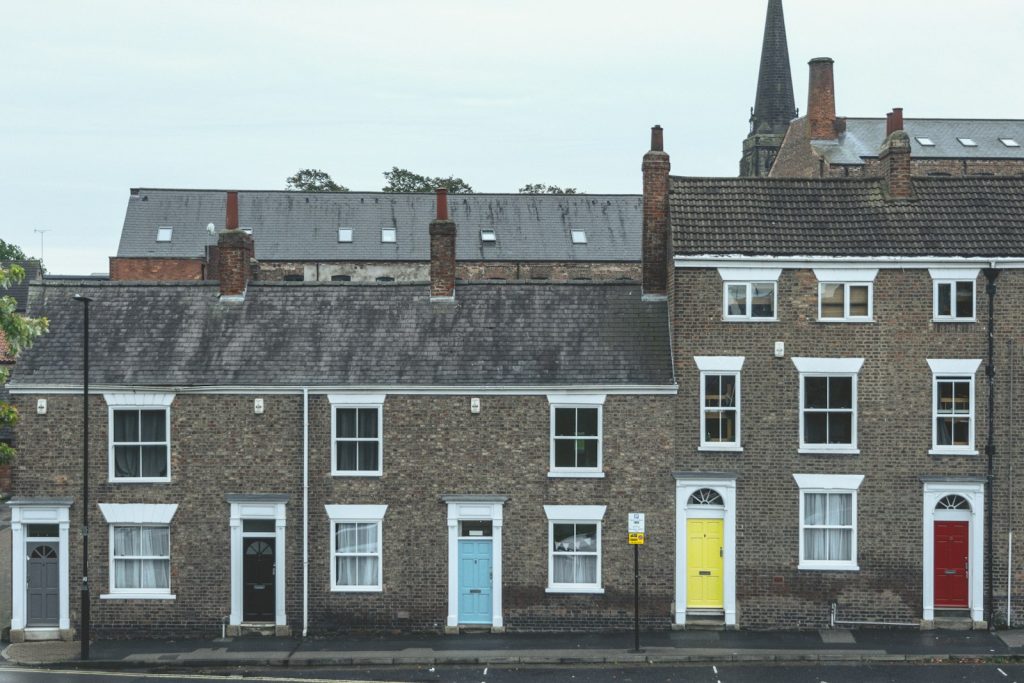 Brick terraced houses on a street