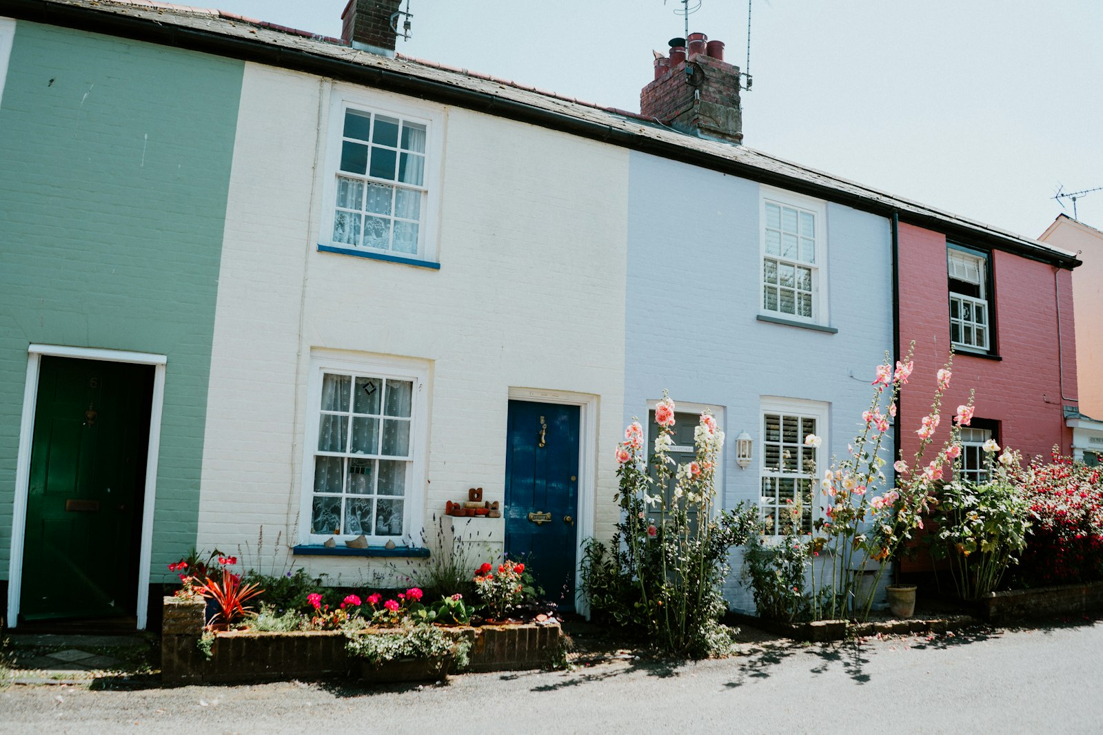 Brick terraced houses on a street