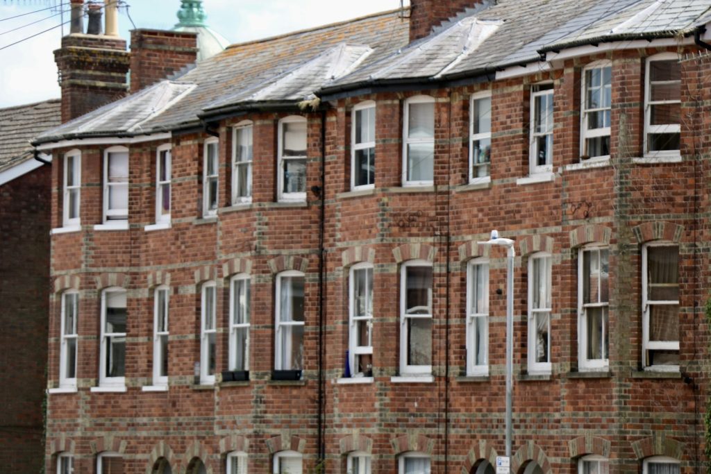 Brick terraced houses on a street