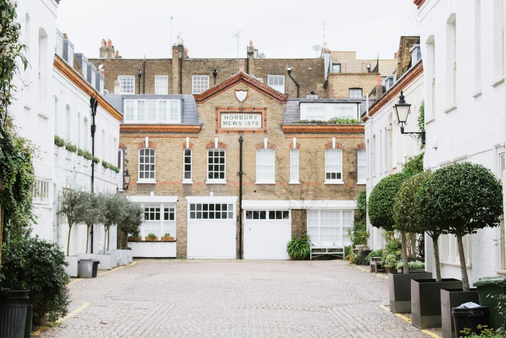 Brick terraced houses on a street
