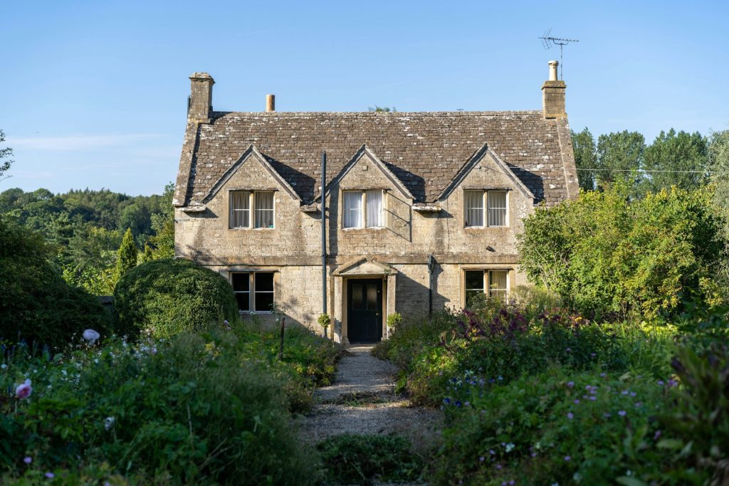 A cottage with a garden