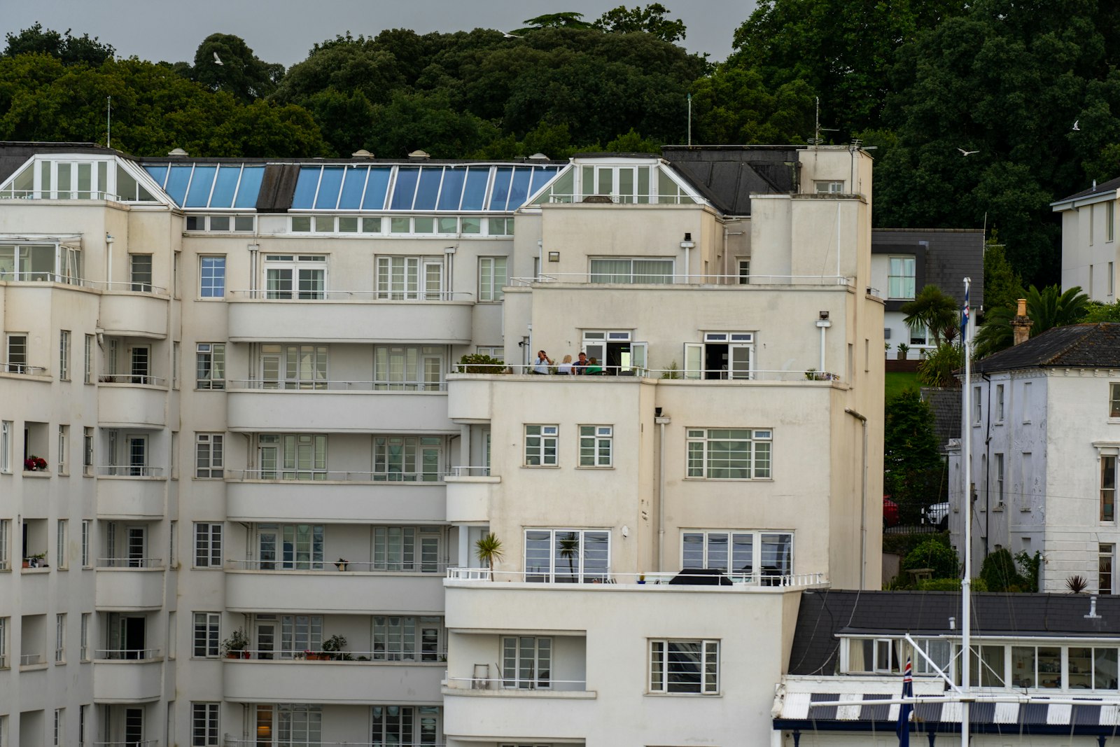 A low-rise brick apartment block